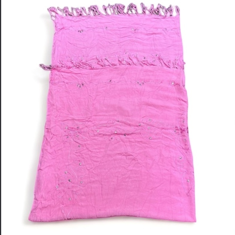 Light Pink Sarong 60x43 With Fringe and Embellishments EUC USED ONCE